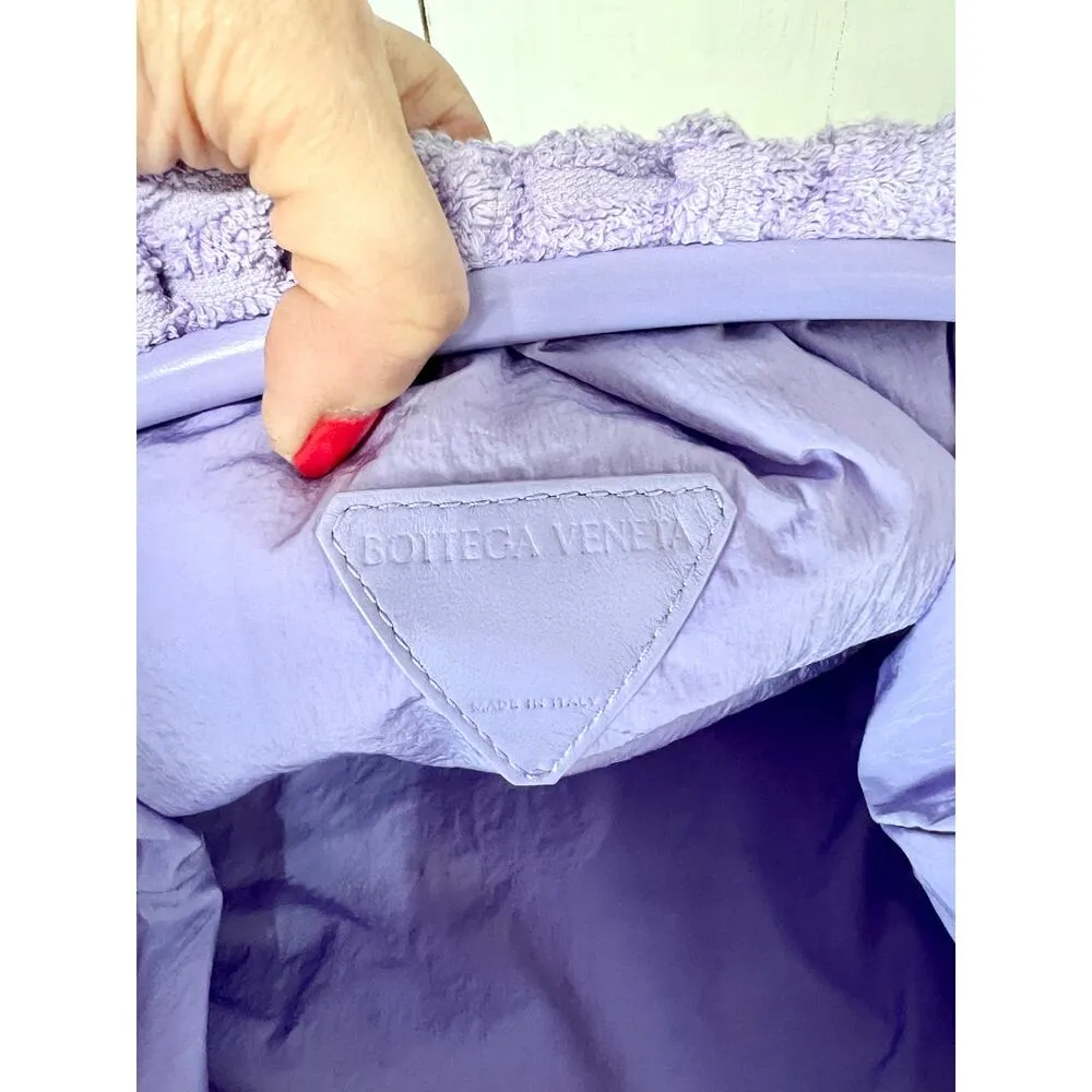 Bottega Veneta Towel Effect Ruched Purse Clutch Handbag Lilac - Image 9