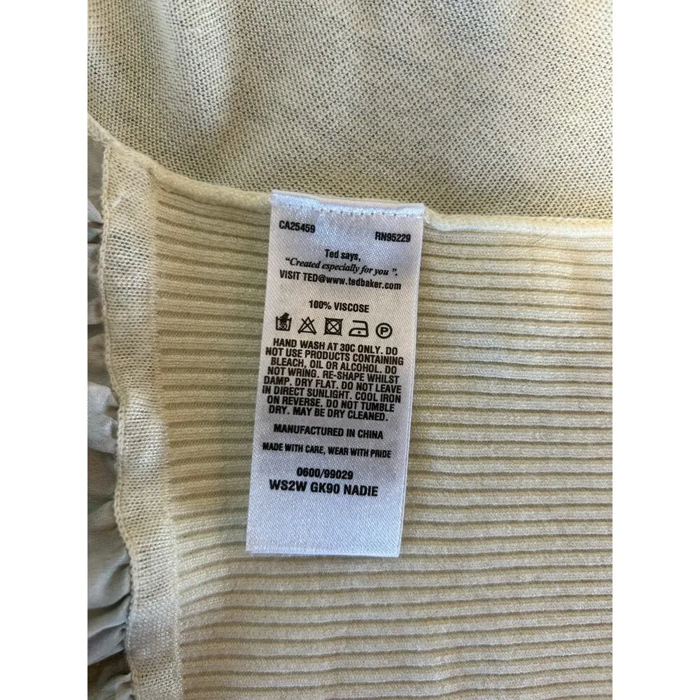 Ted Baker London cardigan womens size 0 cream open front floral print back - Image 6