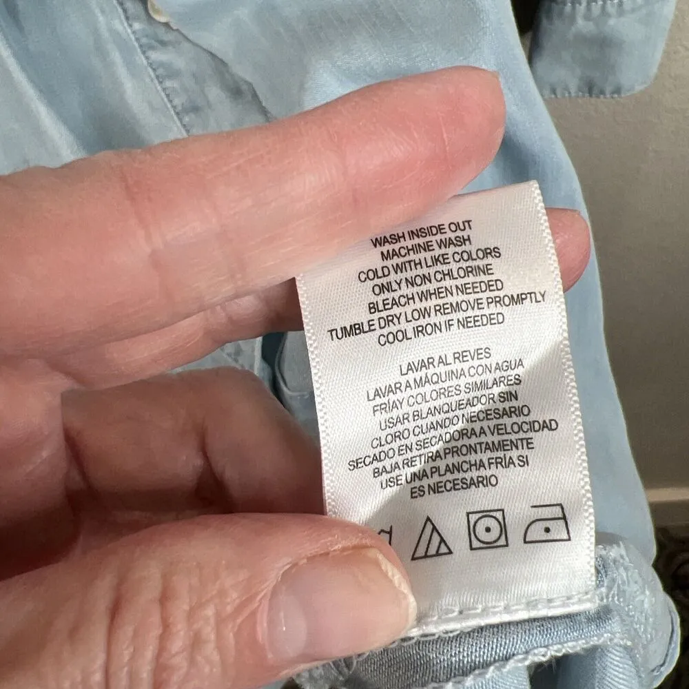 Sam Edelman Women's size 6 Blue Tessie Chambray Shirt Dress w Shoulder Zips - Image 12