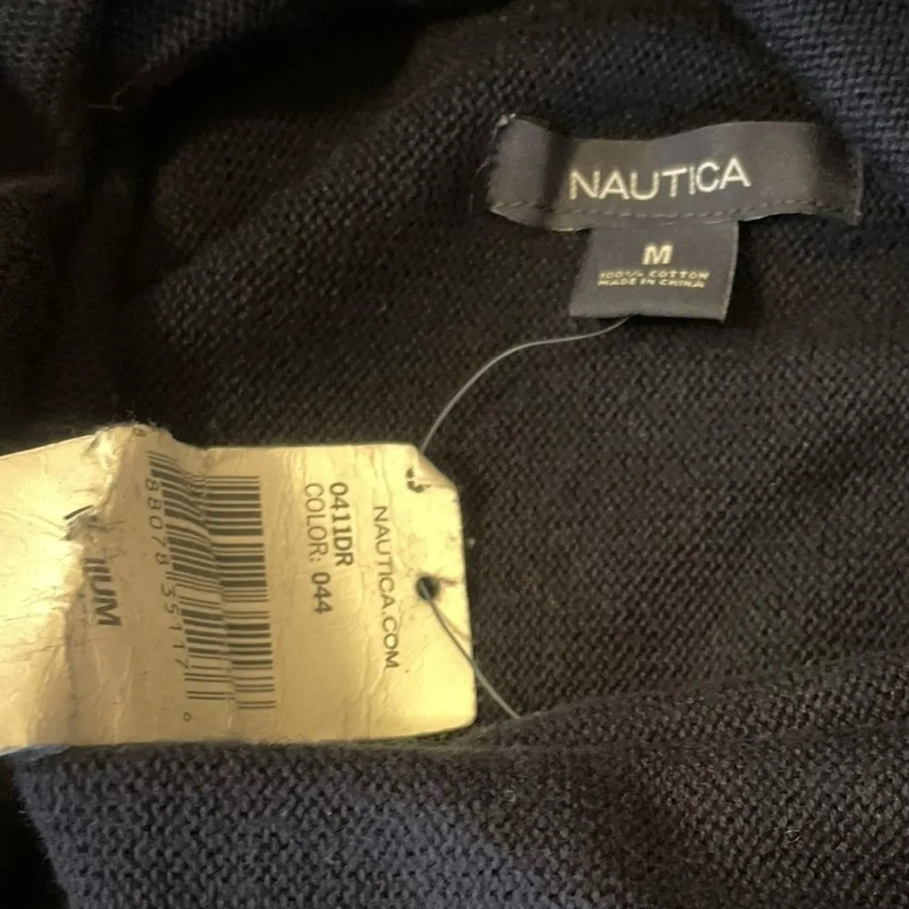 Nautica Sweater Dress Two Tone Navy Grey Cowl Neck Womens Medium NWT - Image 4