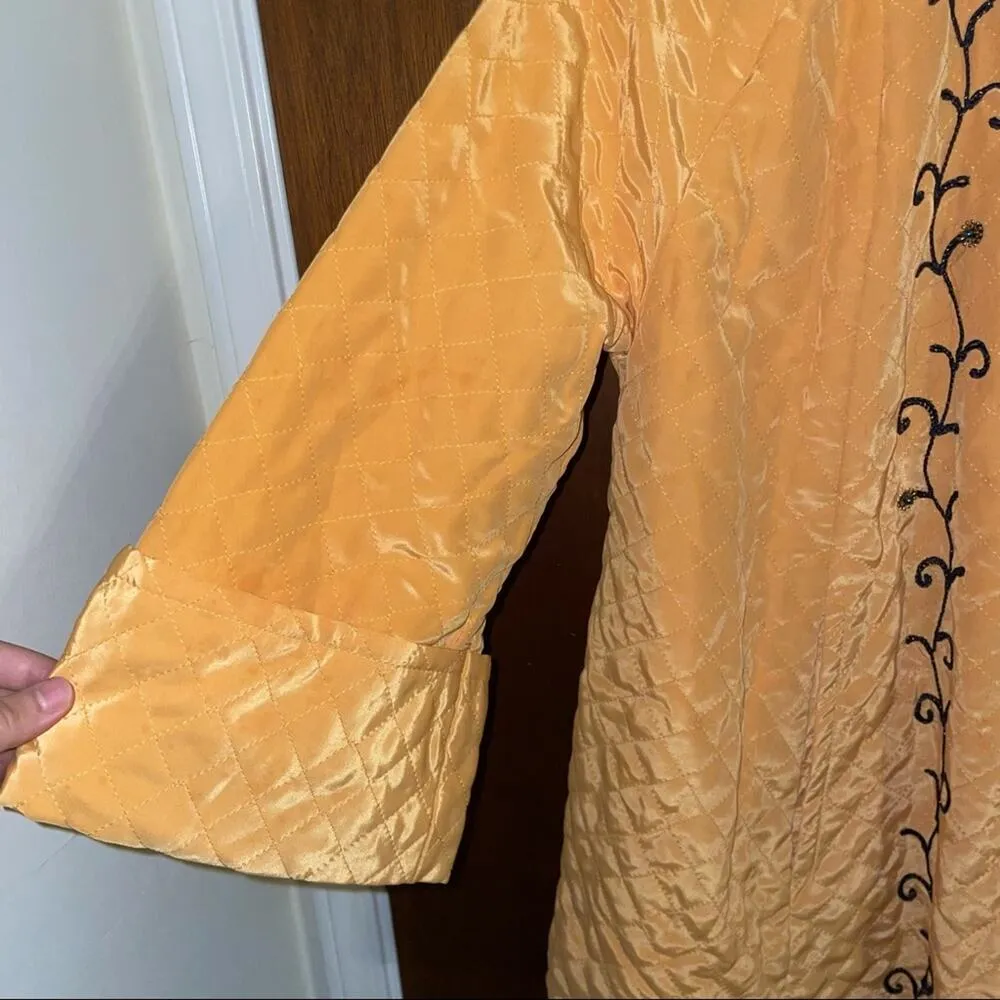 1950s quilted gold swing coat beaded Size M - Image 5