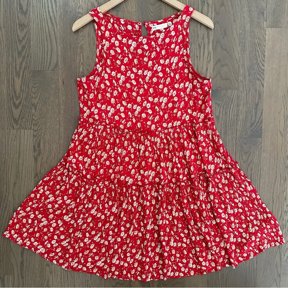 ASOS Stradivarius STR Ditsy Floral Print Sleeveless Smock Dress in Red Medium - Image 6