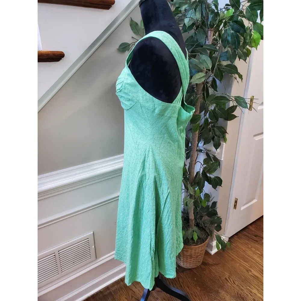 Calvin Klein Womens Green Cotton Sweetheart Neck Sleeveless Knee Length Dress S - Image 2