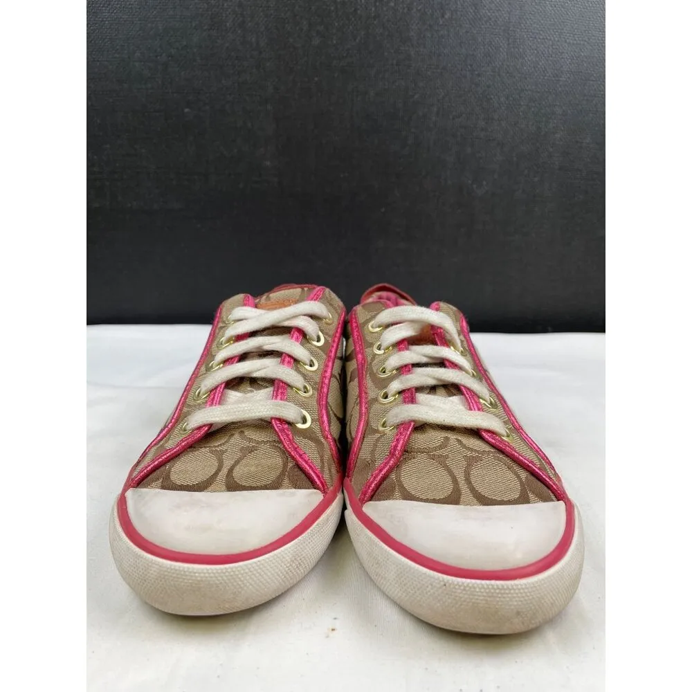 Coach Women's Metallic Pink /Tan Canvas Sneakers/ Shoes Size 7B SKU 4246 - Image 3