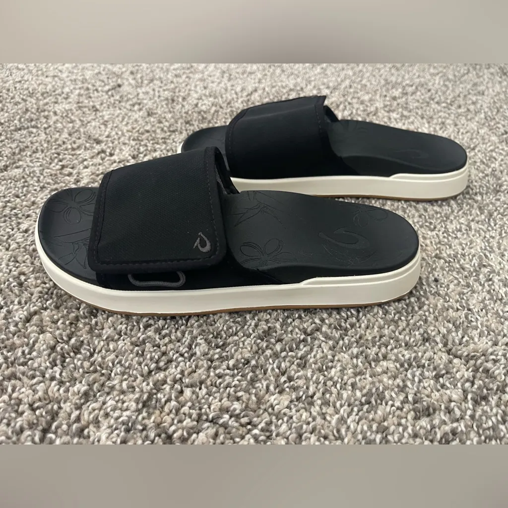 Women’s Olukai Nu'a 'Olu Slip On Slide Sandals Black Size 6 - Image 3