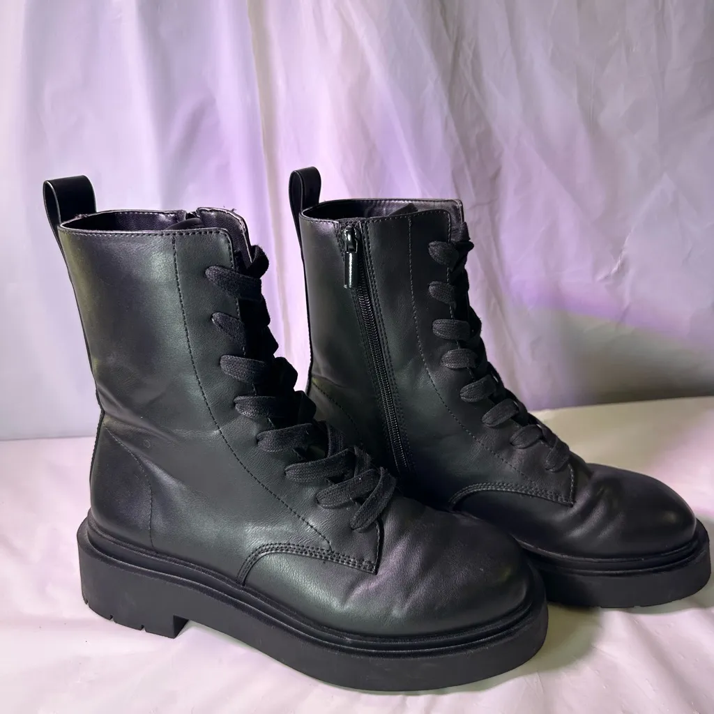 H&M Black Combat Lace-Up Boots - Image 3
