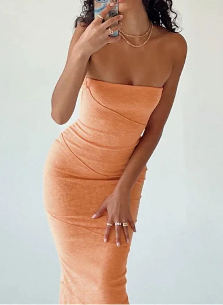 Princess Polly Oscar Midi Dress in Orange Size 8 - Image 3
