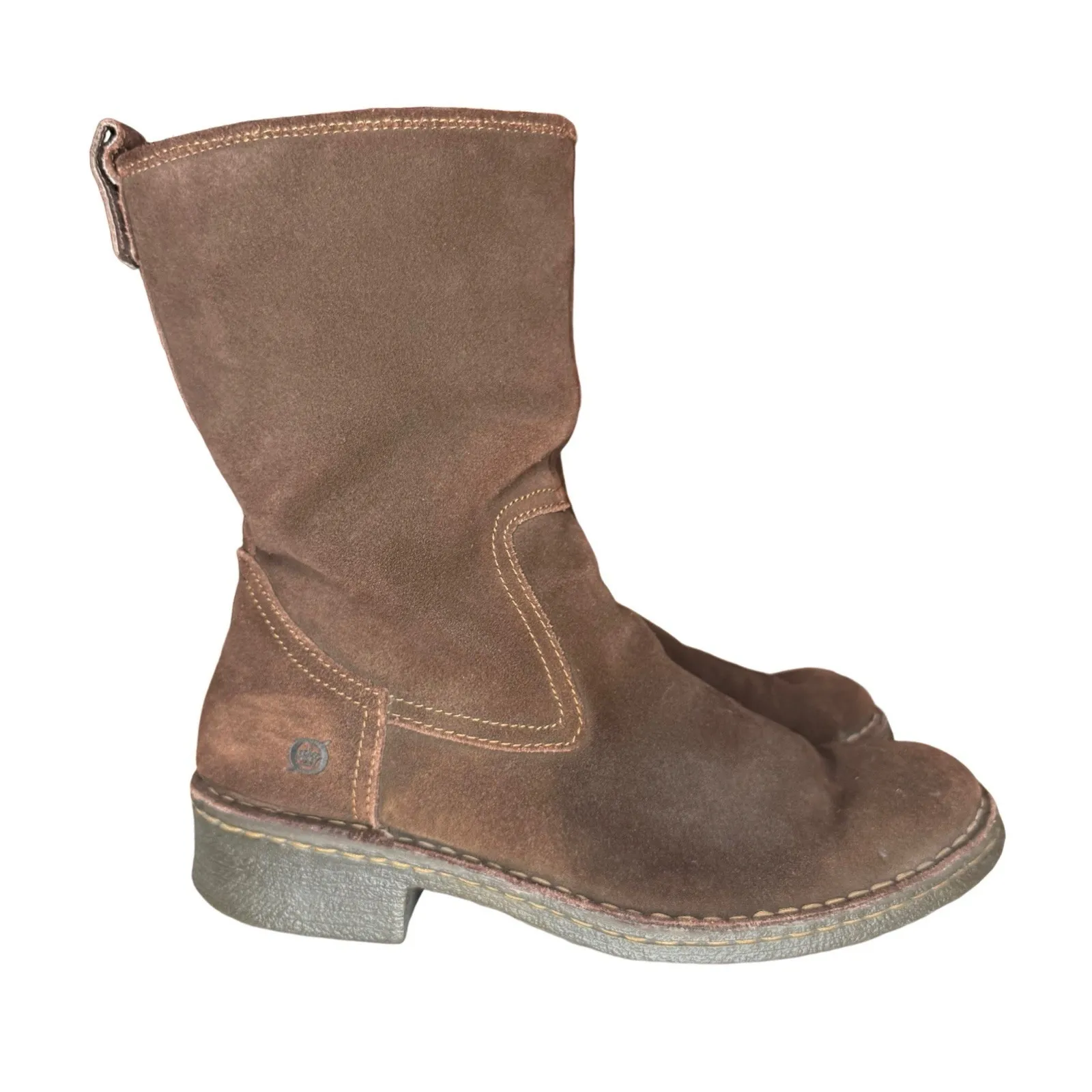 Born Audie Brown Suede Leather Mid Calf Riding Boots Women's Size 9 EU 40.5 - Image 5