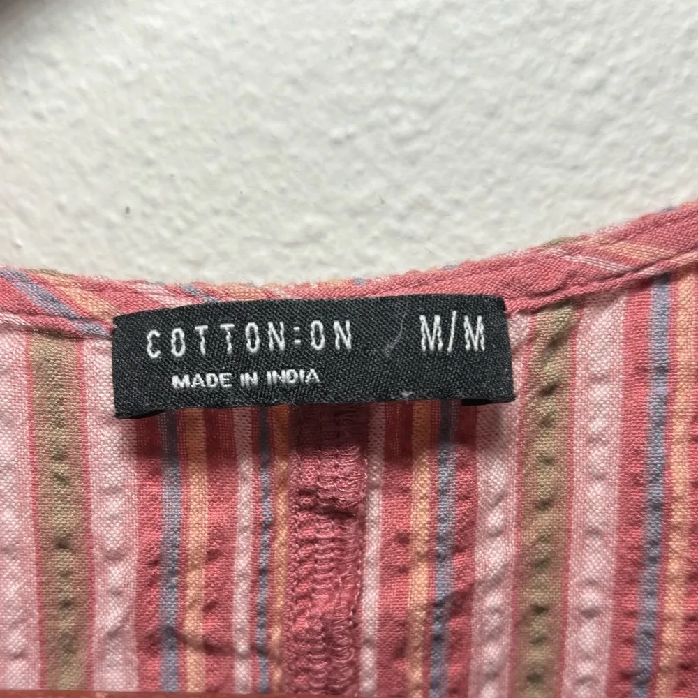 Cotton On Pink Multicolored Striped‎ Tie Front Textured Dress Size Women's M - Image 5