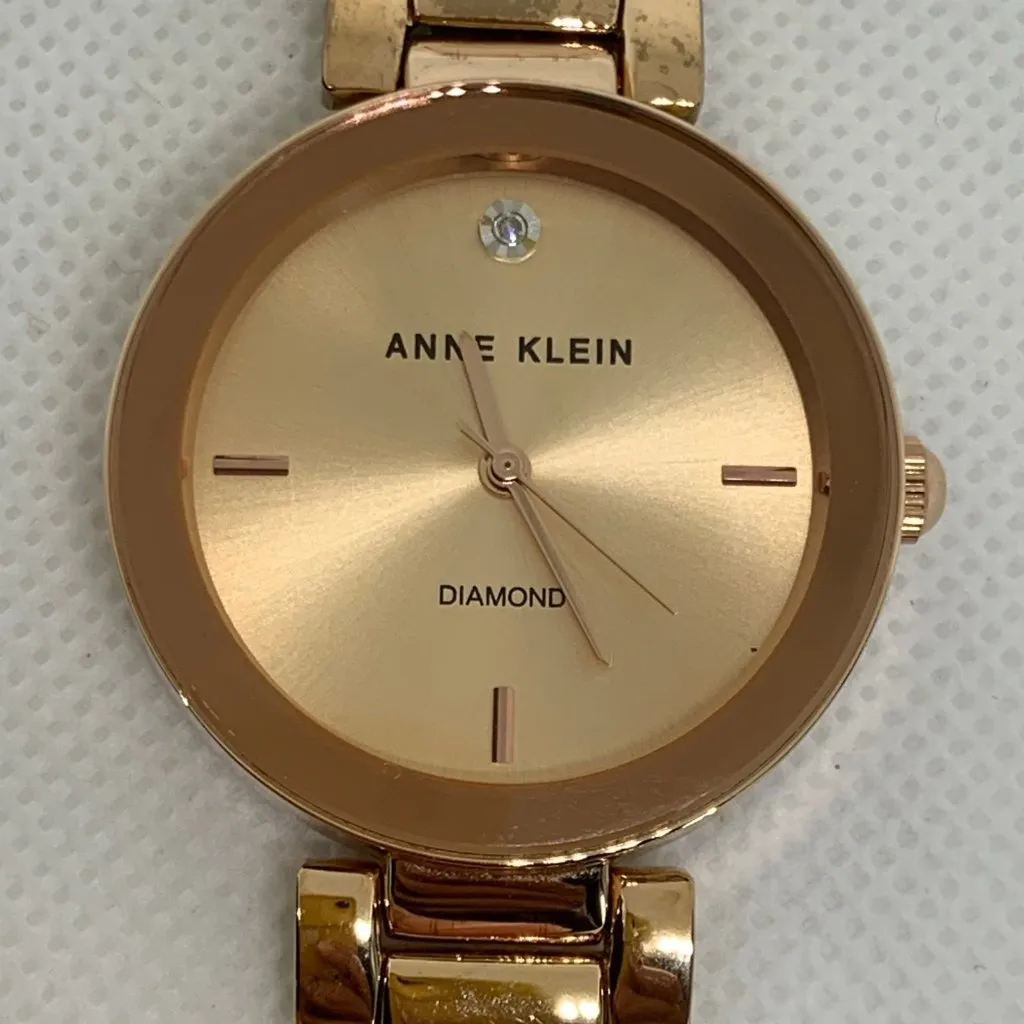 Anne Klein Diamond rose gold dial tone watch 32mm round quartz up to 7” running - Image 3