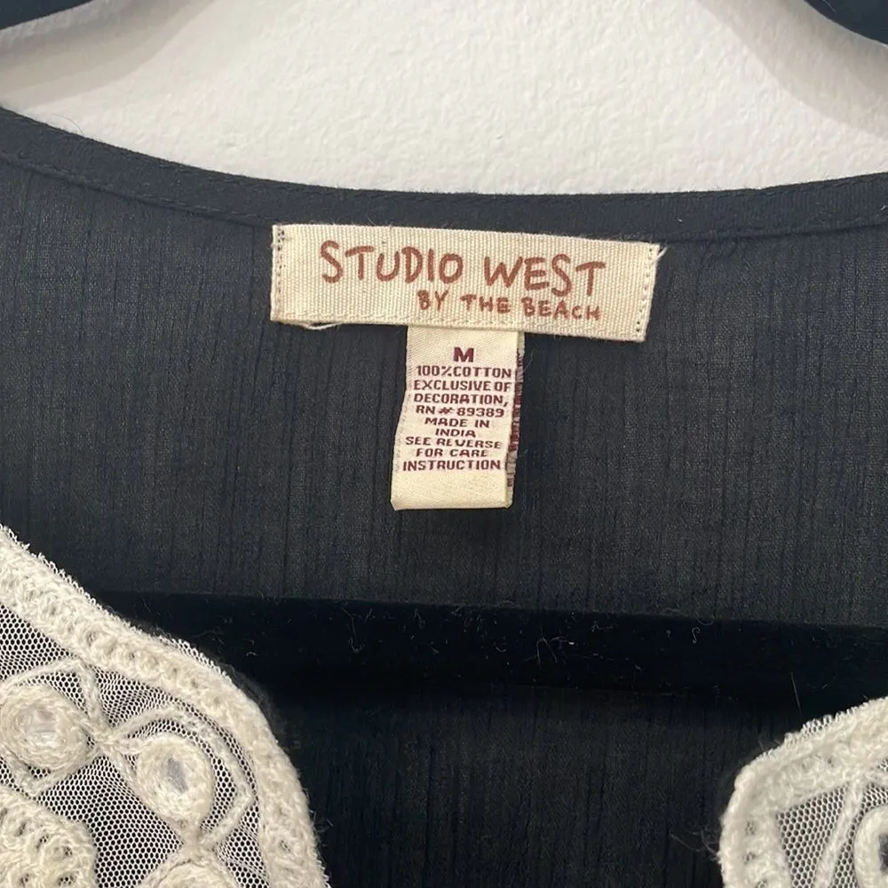 Studio West By the Beach Boho Beach Embroidered Swim Cover Up Dress Sz M - Image 3