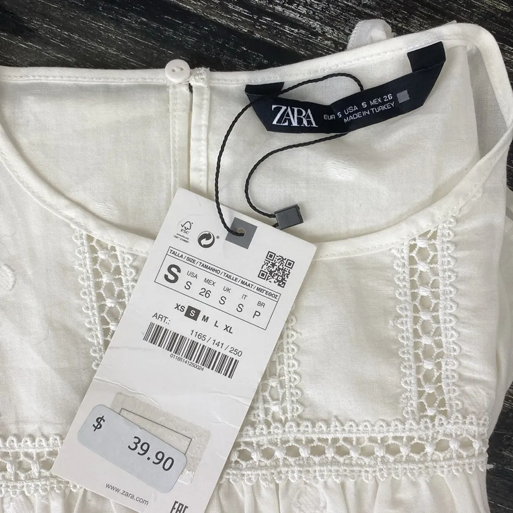 Zara White Sleeveless Crochet Lace A Line Ruffle Top NEW S - Image 5