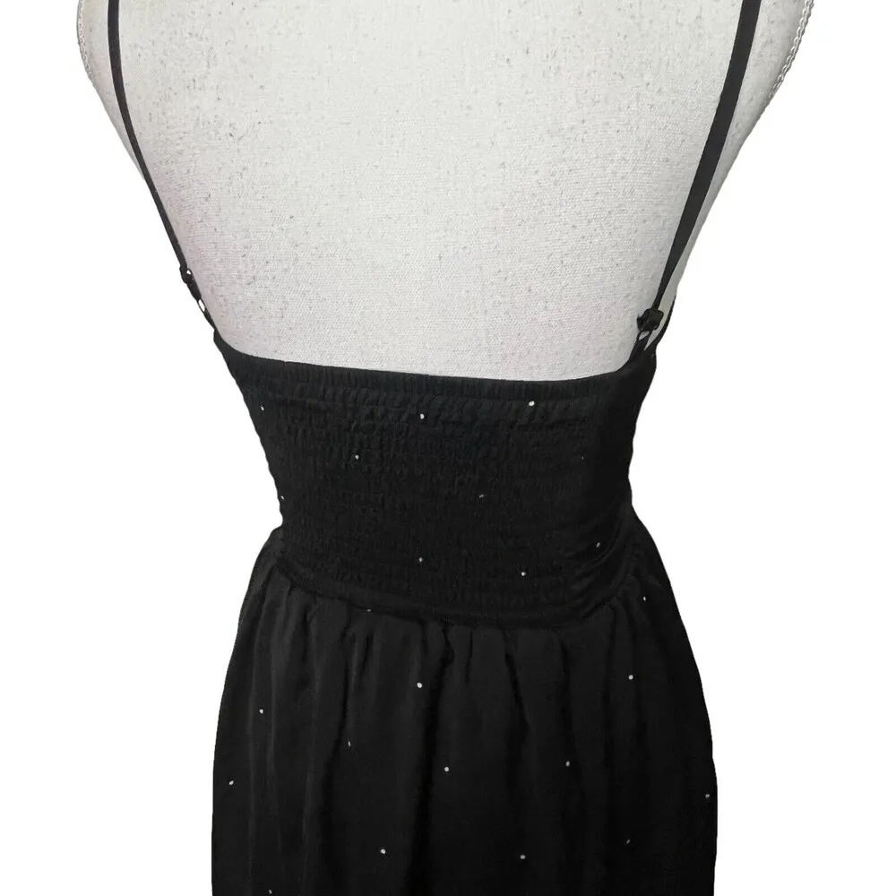 Talula Womens Black Fit & Flare Sleeveless Short Dress Polka Dots Smocked Size 0 - Image 7