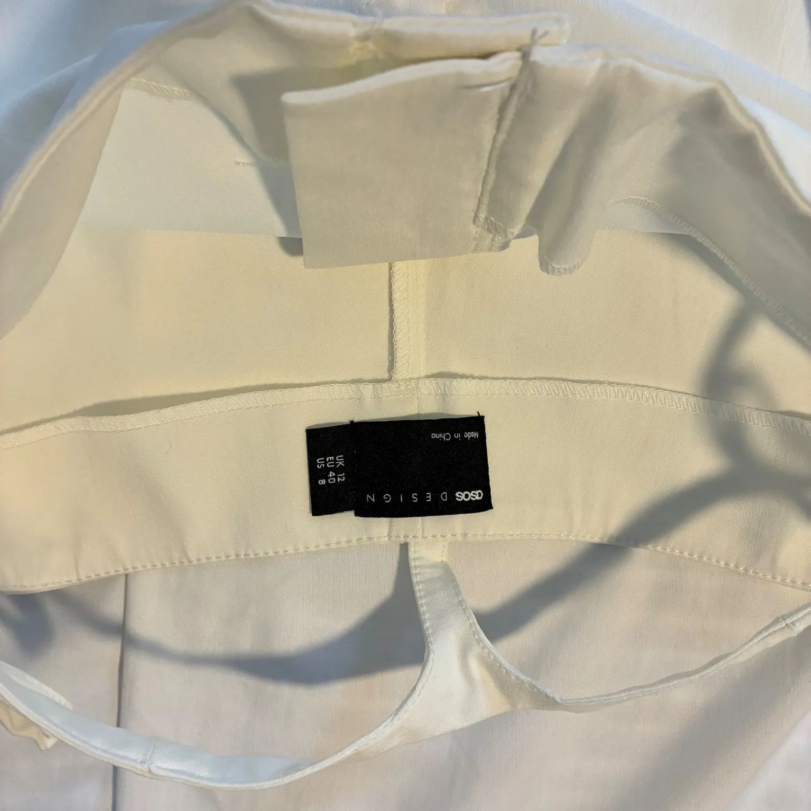 ASOS‎ White Flare Leg Pants Tie Waist Casual Trousers Boho Grunge Casual Size 8 - Image 5