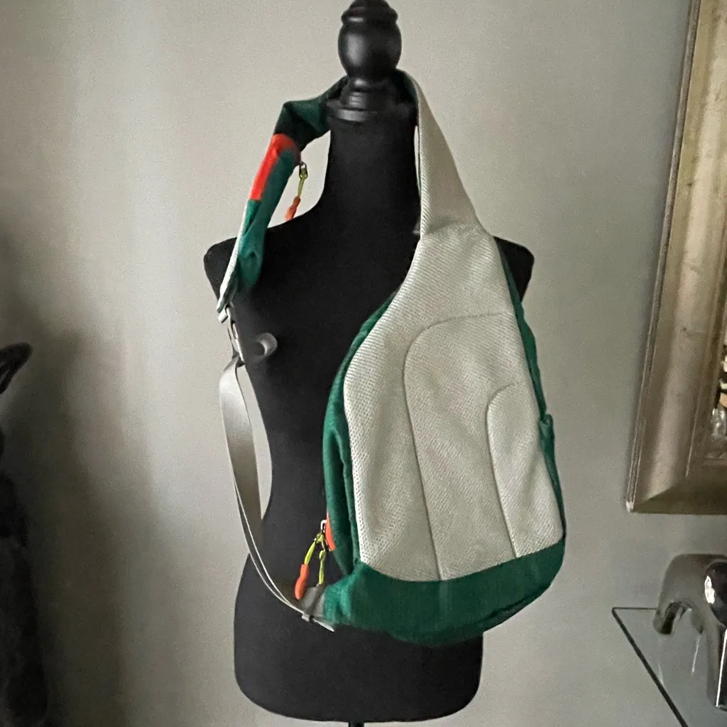 Teal and Orange Sling Backpack Green - Image 6
