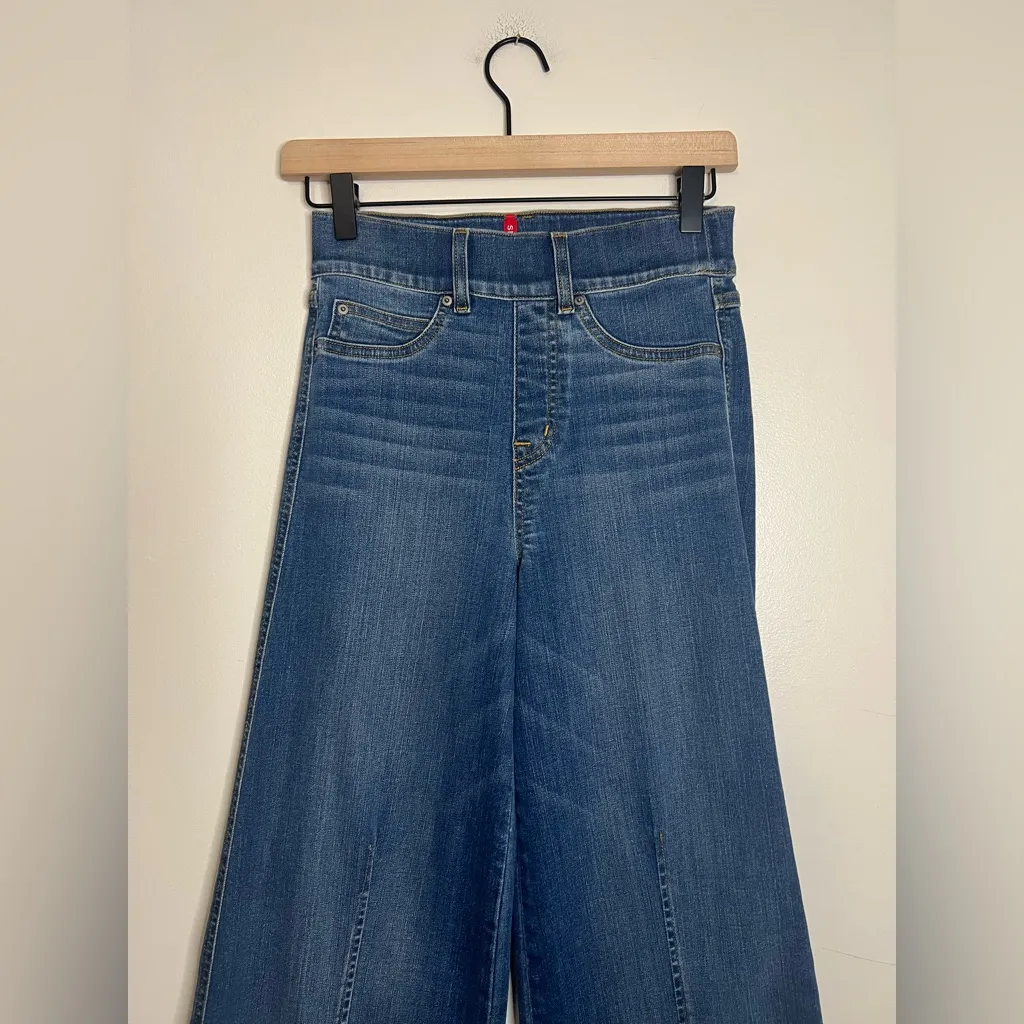 Spanx Wide Leg Seamed Front Jeans XS Dark‎ Wash High Rise Stretch Denim - Image 4