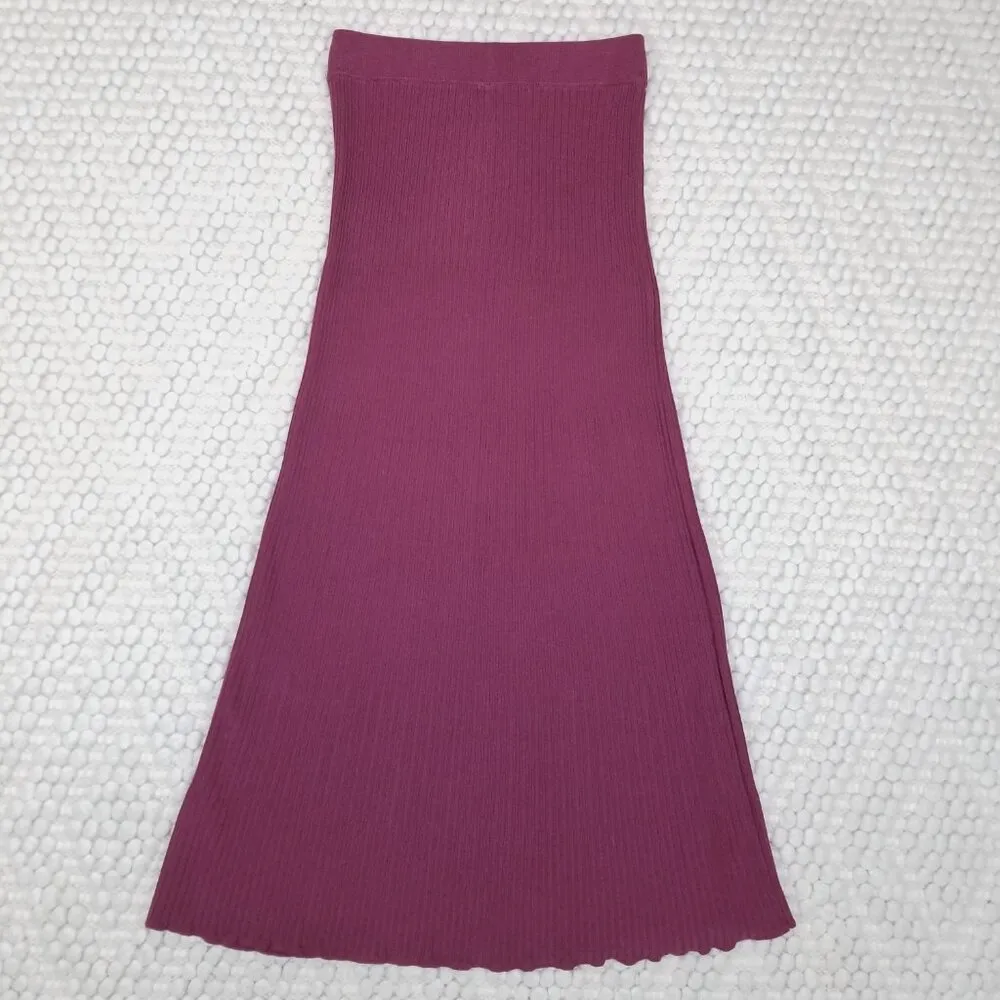 Free People Shine Bright Knit Maxi Skirt Burgundy Purple Sz Small - Image 6
