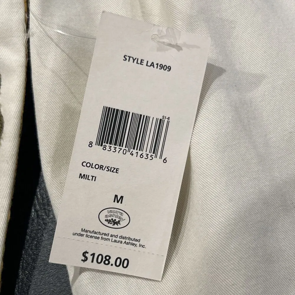 Laura Ashley Jacket Womens Medium Cotton Leaves Flowers Embroidered Festival New - Image 6