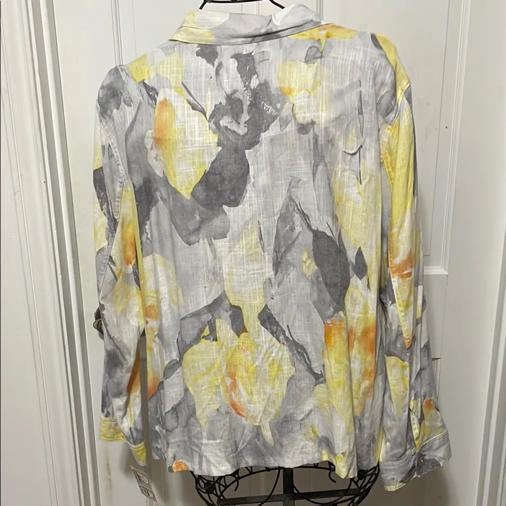 🌞🌞🌞BOGOHO🌞🌞🌞Alfred Dunner Yellow and Gray Long Sleeve Button Down Shirt - Image 6
