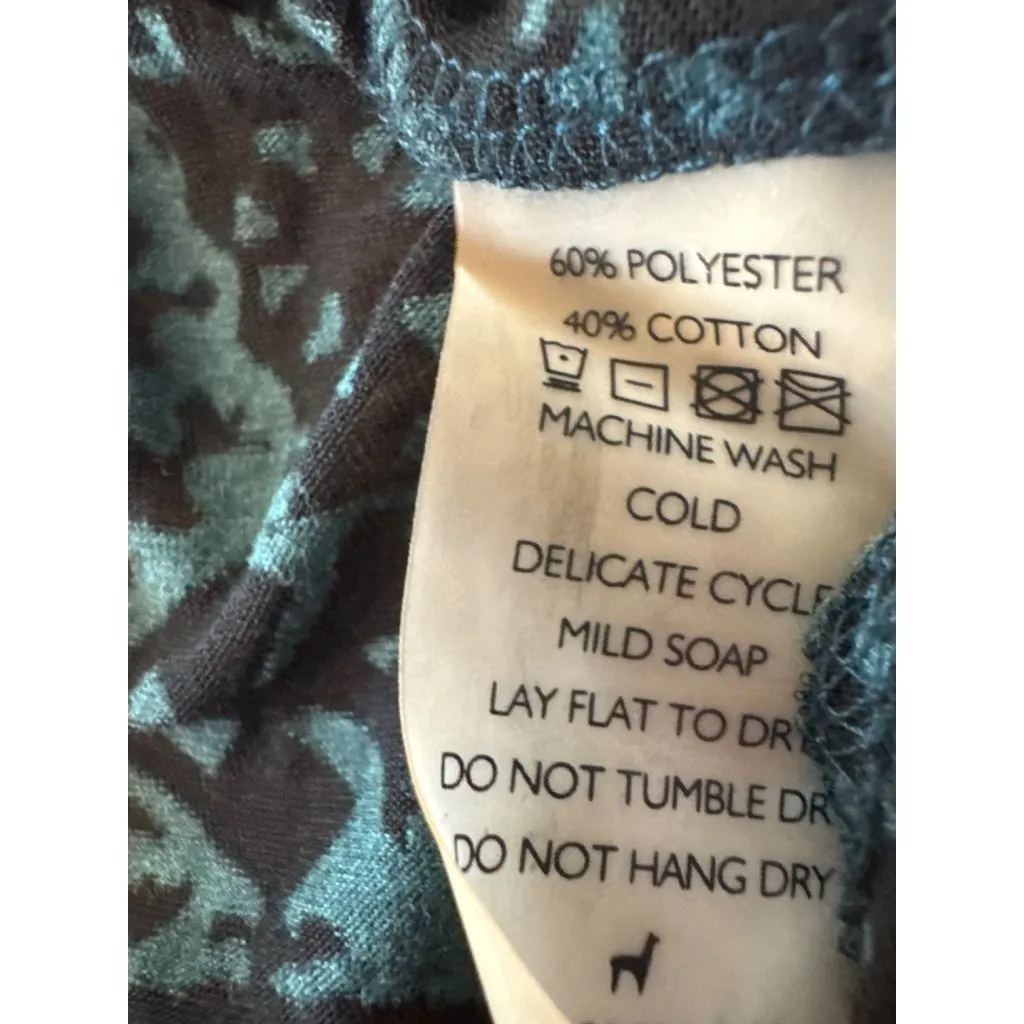 Peruvian Connection Point De Fes T-Shirt M/L Black Green Long Sleeve Tunic Top - Image 4