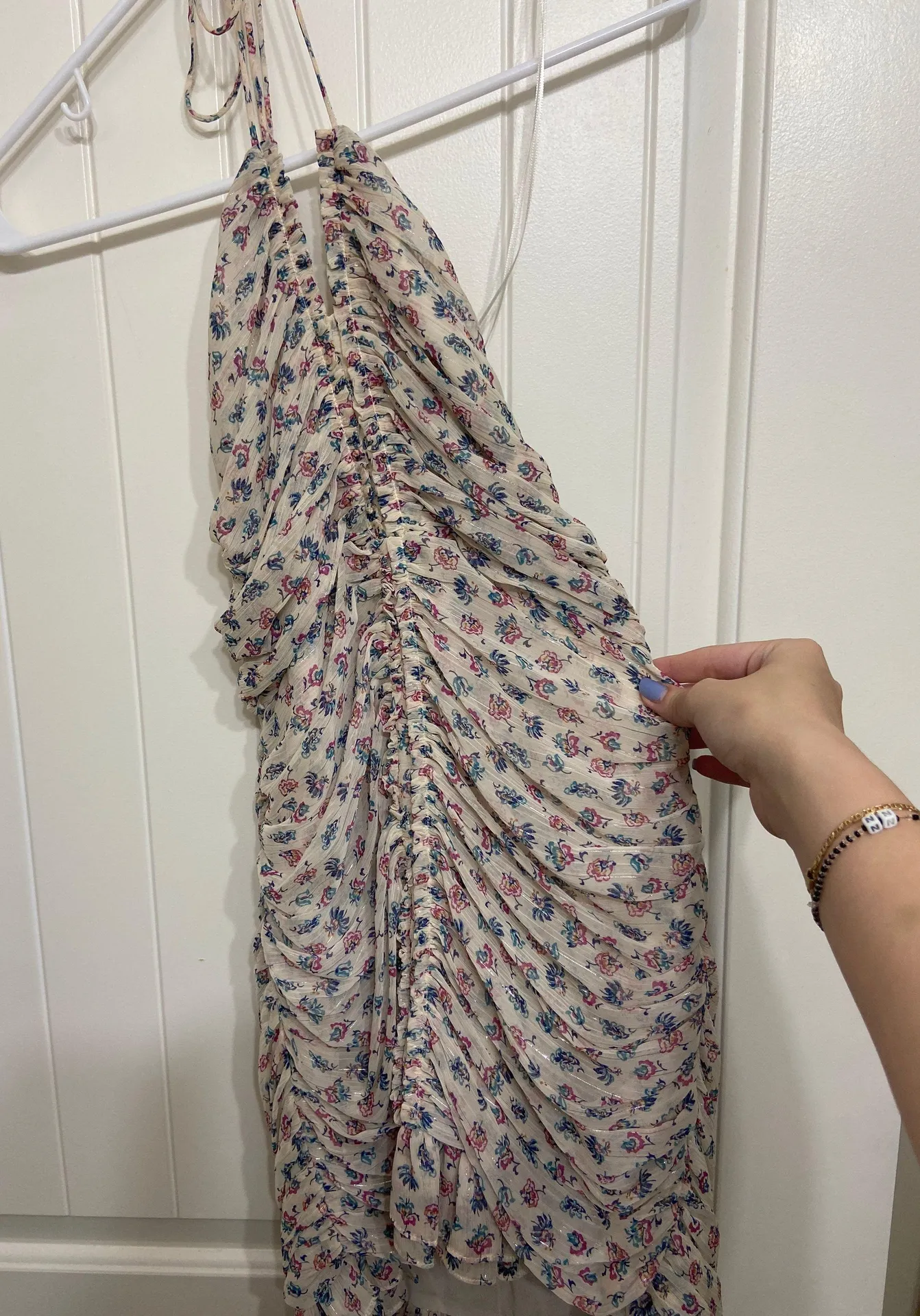 ZARA Metallic Thread Draped Print Dress - Image 3