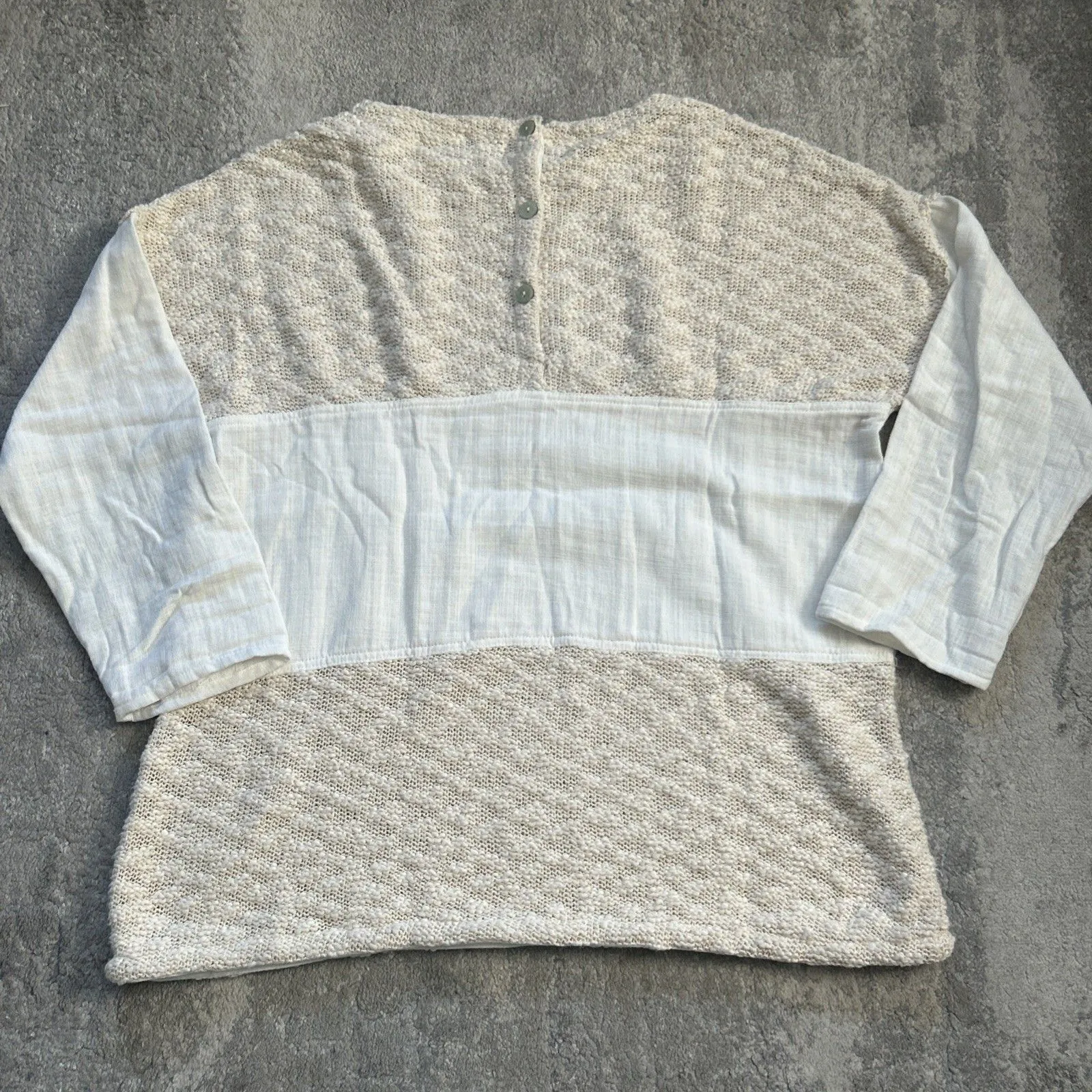 We the Free People Beach Sweater Womens XS Oversized Tunic Pockets Beige White - Image 7