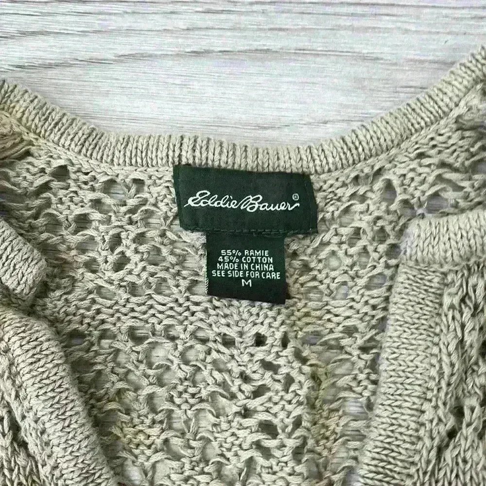 Eddie Bauer Tan Knit See-Through Sweater Size M - Image 5