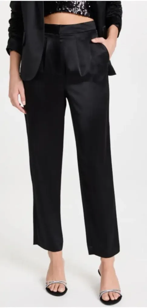 NWT Generation Love Portia Pleated Satin Pants In Black Size 10 - Image 1