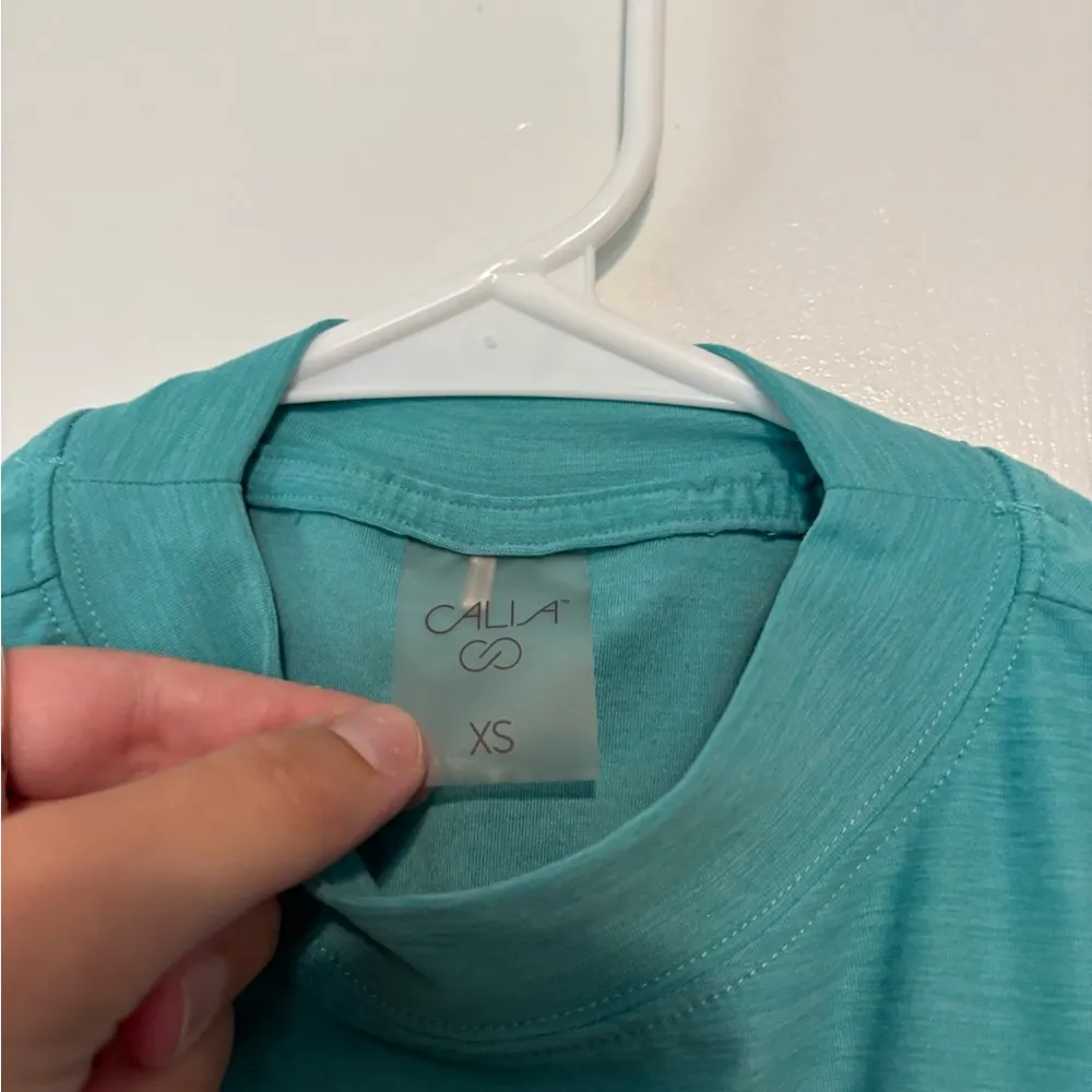 CALIA Women's Lustra lux Relaxed Fit Mock Neck Short Tank Small Blue - Image 2