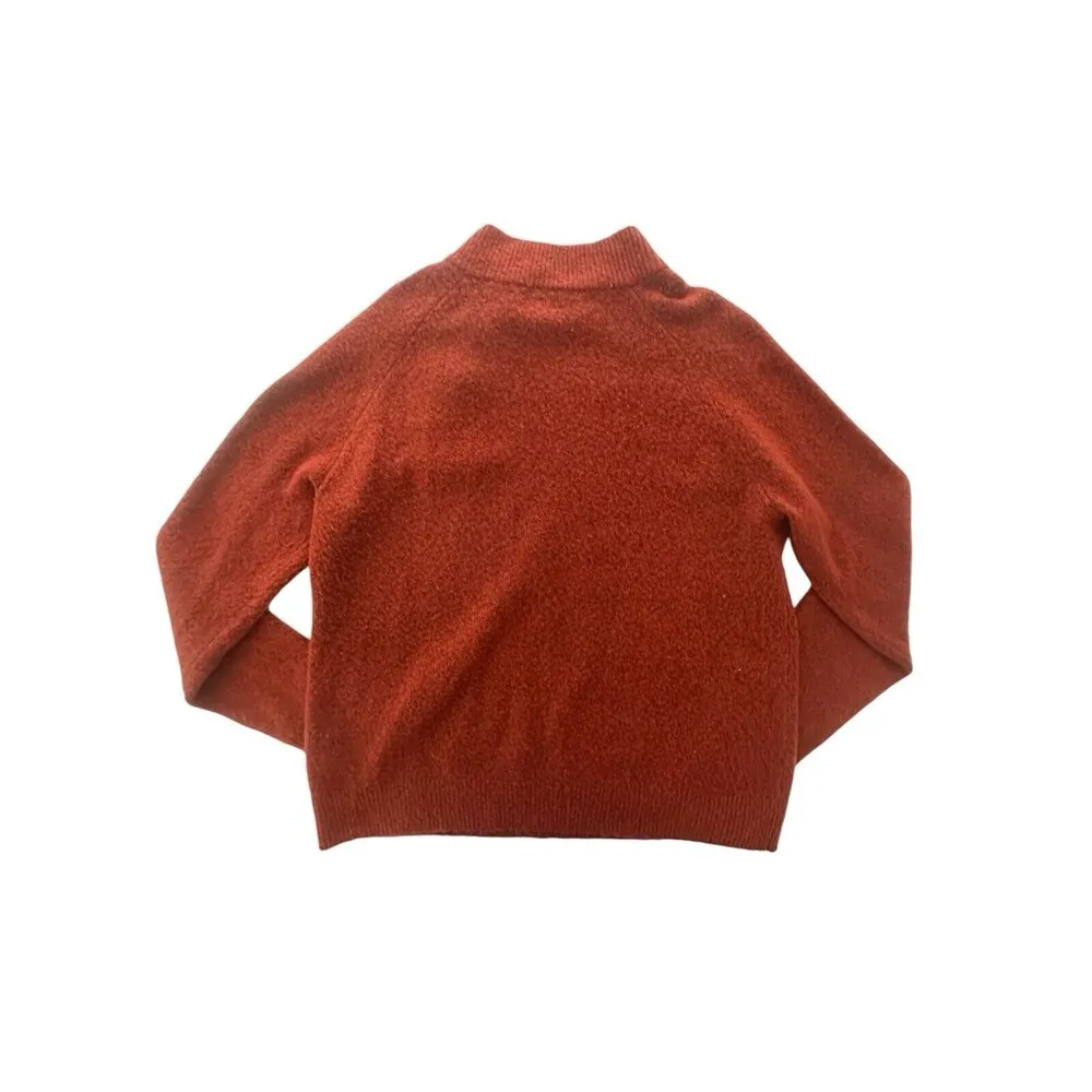 J Crew Cozy Vintage Rustic Burgundy Boho Button Sweater Soft Wool Blend Small - Image 2