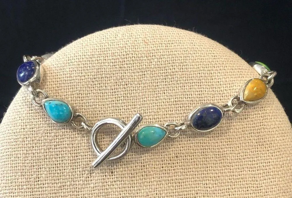 BARSE Turquoise Semiprecious Sterling Silver Toggle Bracelet - Image 10