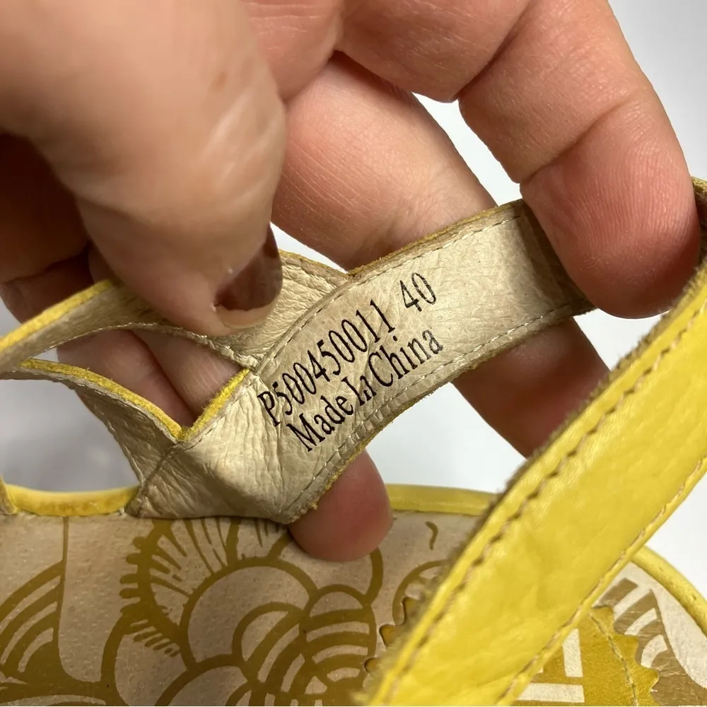 Fly‎ London Yito wedge lace up sandals yellow leather size 40 - Image 8