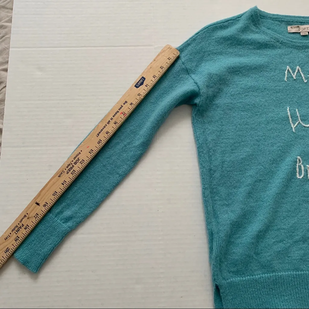 LOFT Merry Happy Bright Blue Mohair Blend Sweater - Image 3