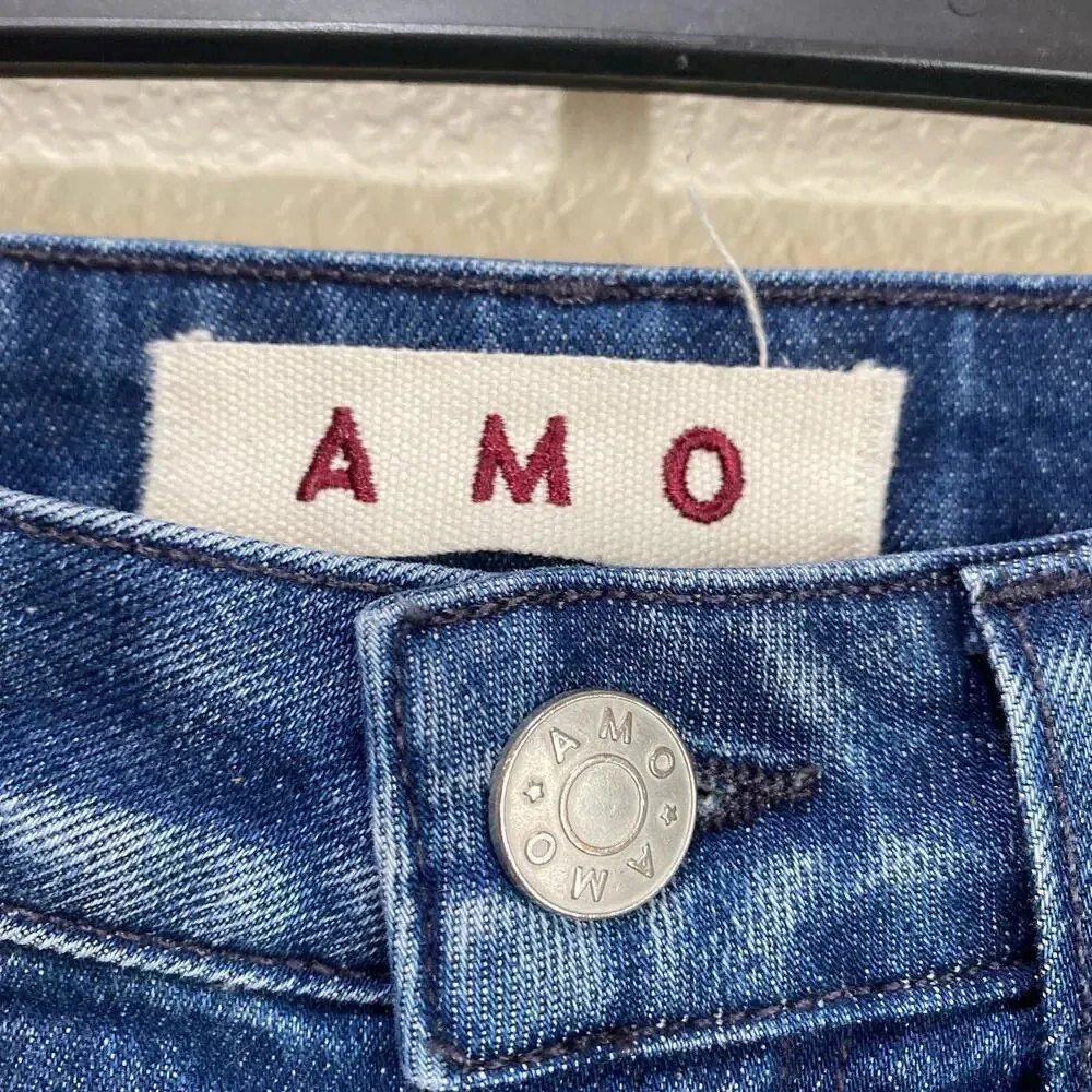 AMO DENIM Stix Crop Mid Rise Ankle Skinny Jeans Forever Blue Size 25 - Image 5