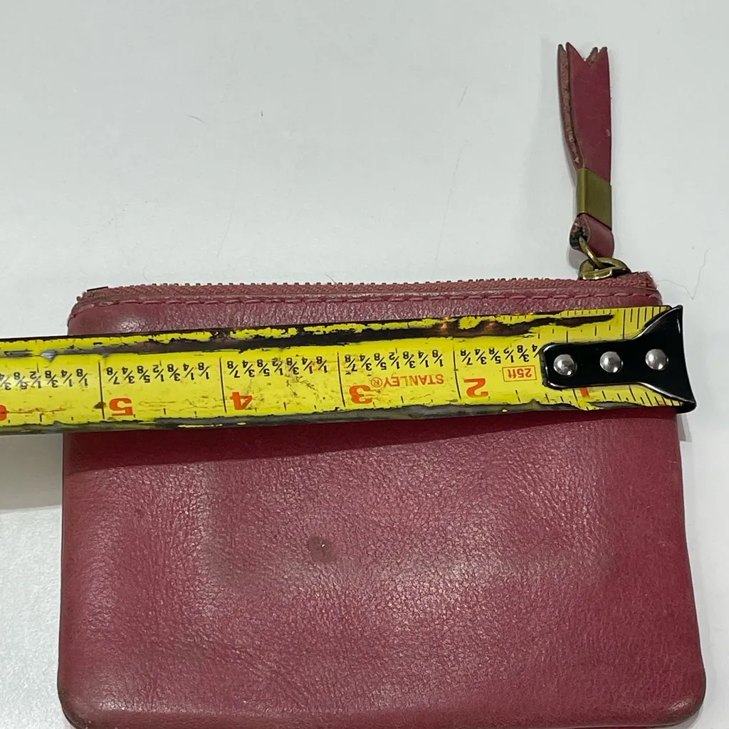 Madewell Leather Pocket Pouch Wallet Card Purse Dark Pink Small 4x5'' Preppy - Image 3