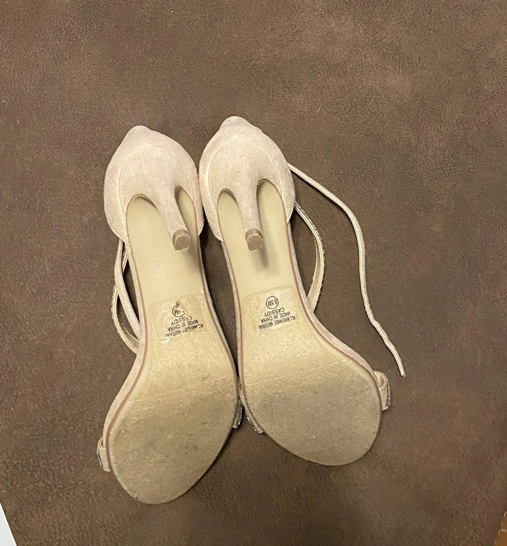 Nude & Silver Shiny Heels Size 8.5 - Image 2