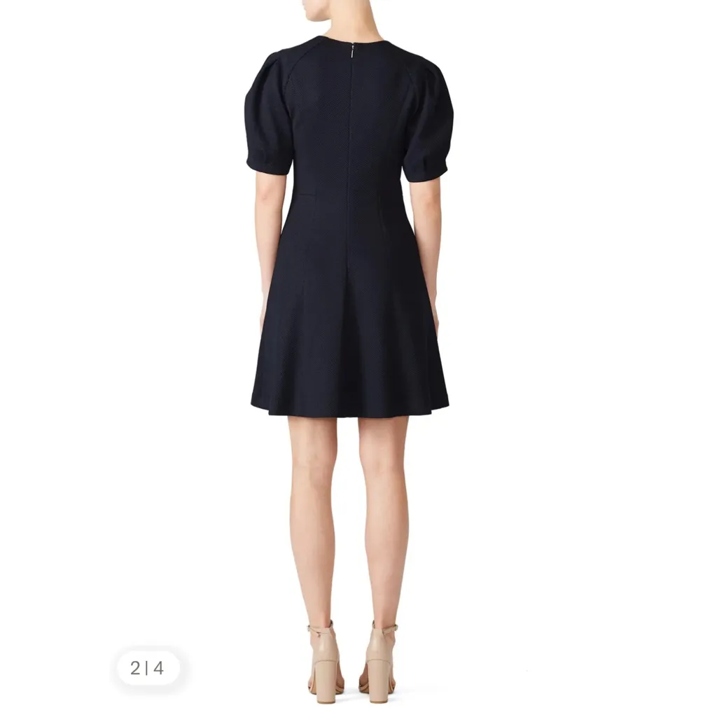REBECCA TAYLOR Navy Stretch Textured Dress Size 2 - Image 4