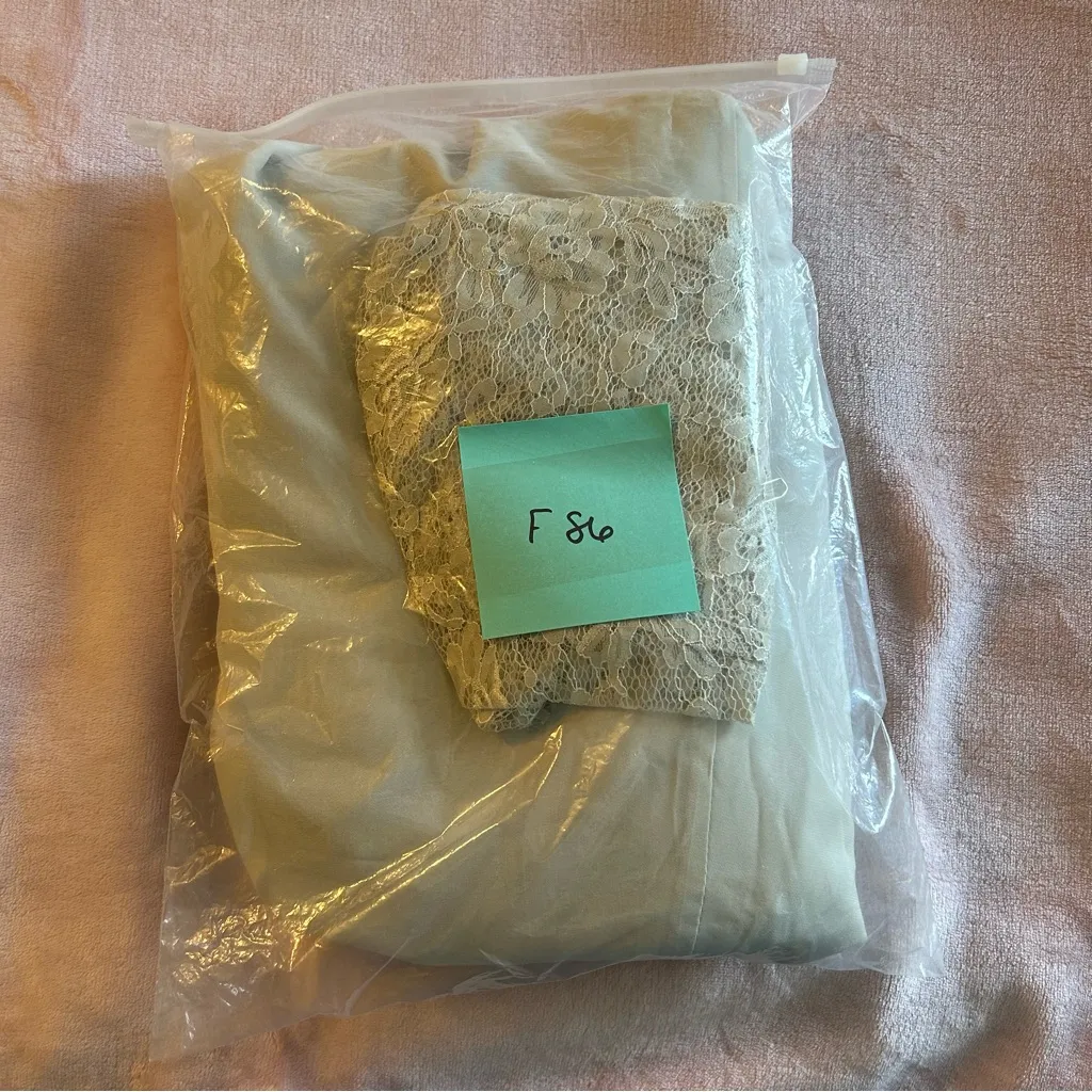 NWOT off white chiffon sleeveless wedding dress size 12 lace matching jacket - Image 11