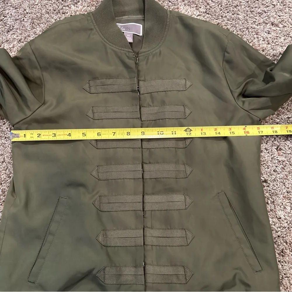 Chelsea28 Olive Green Long Sleeve Vinyl Jacket XXS - Image 8