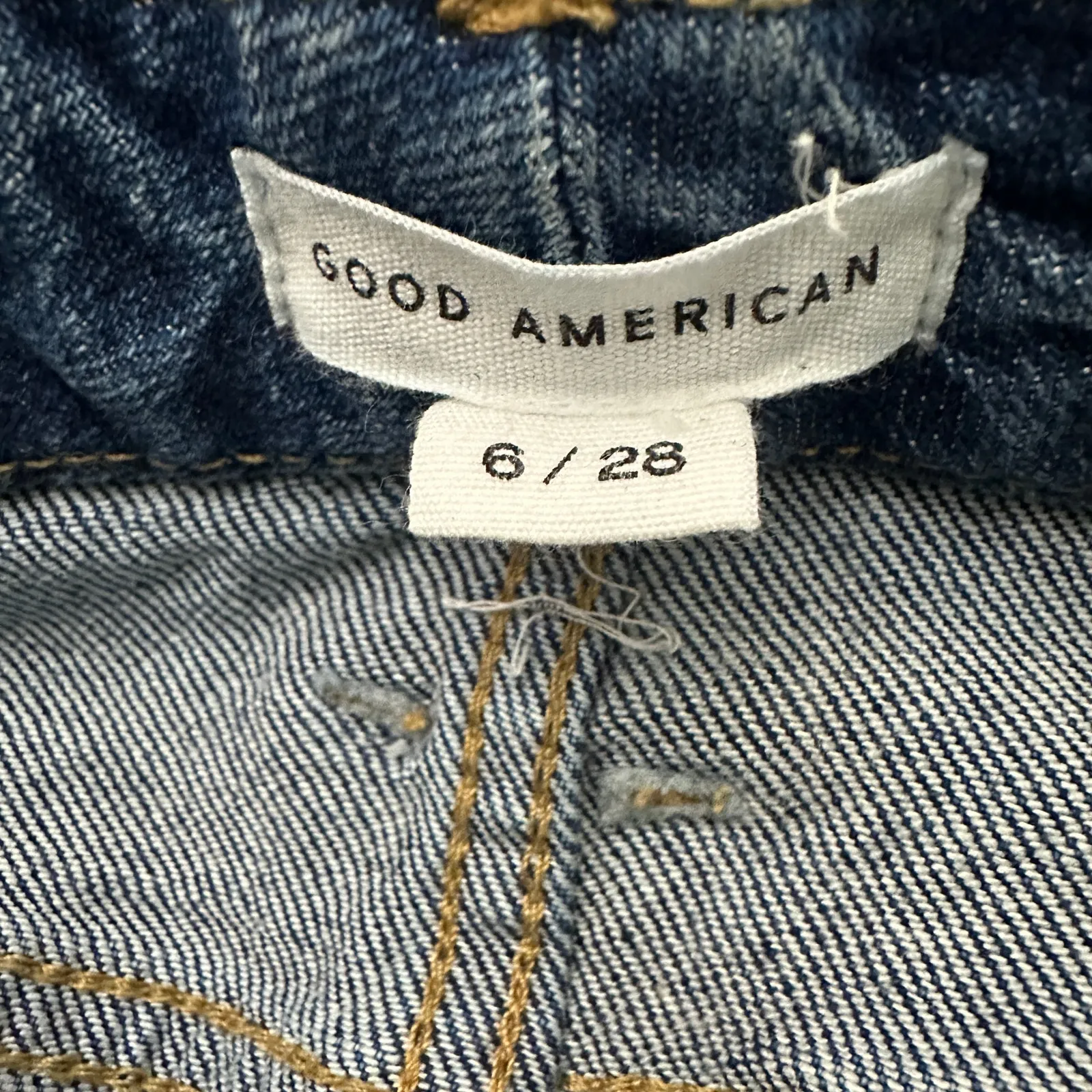 Good American Good Classic Jeans Womens 6 Medium Wash High Rise Raw Hem Stretch - Image 6