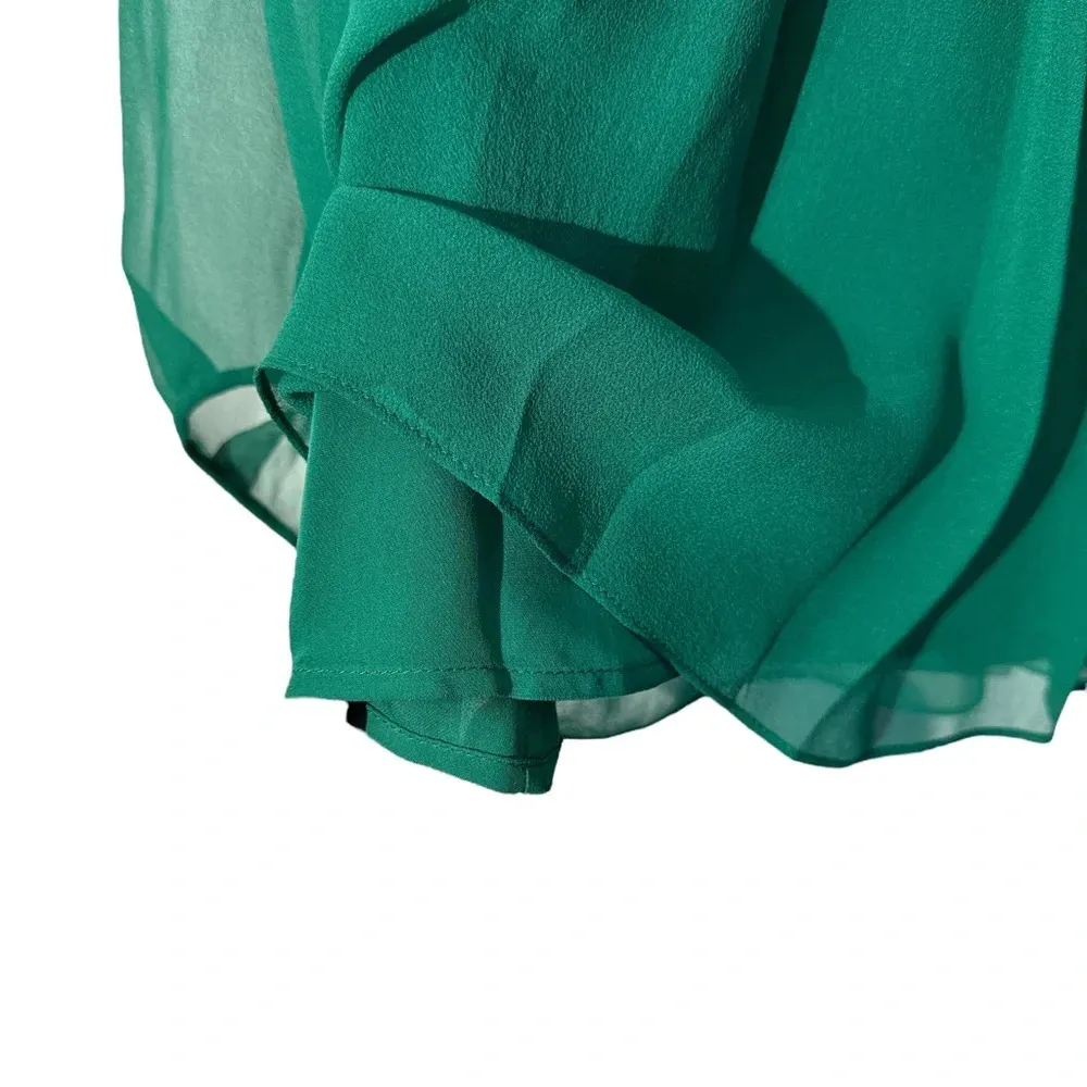 3.1 Phillip Lim Green Silk Chiffon Blouse Beaded Collar Size 6 - Image 3