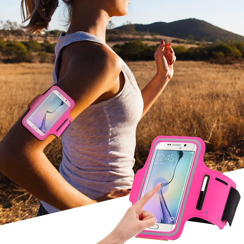 iPhone/Galaxy Sport Gym Exercise Armband Rose Red - Image 2