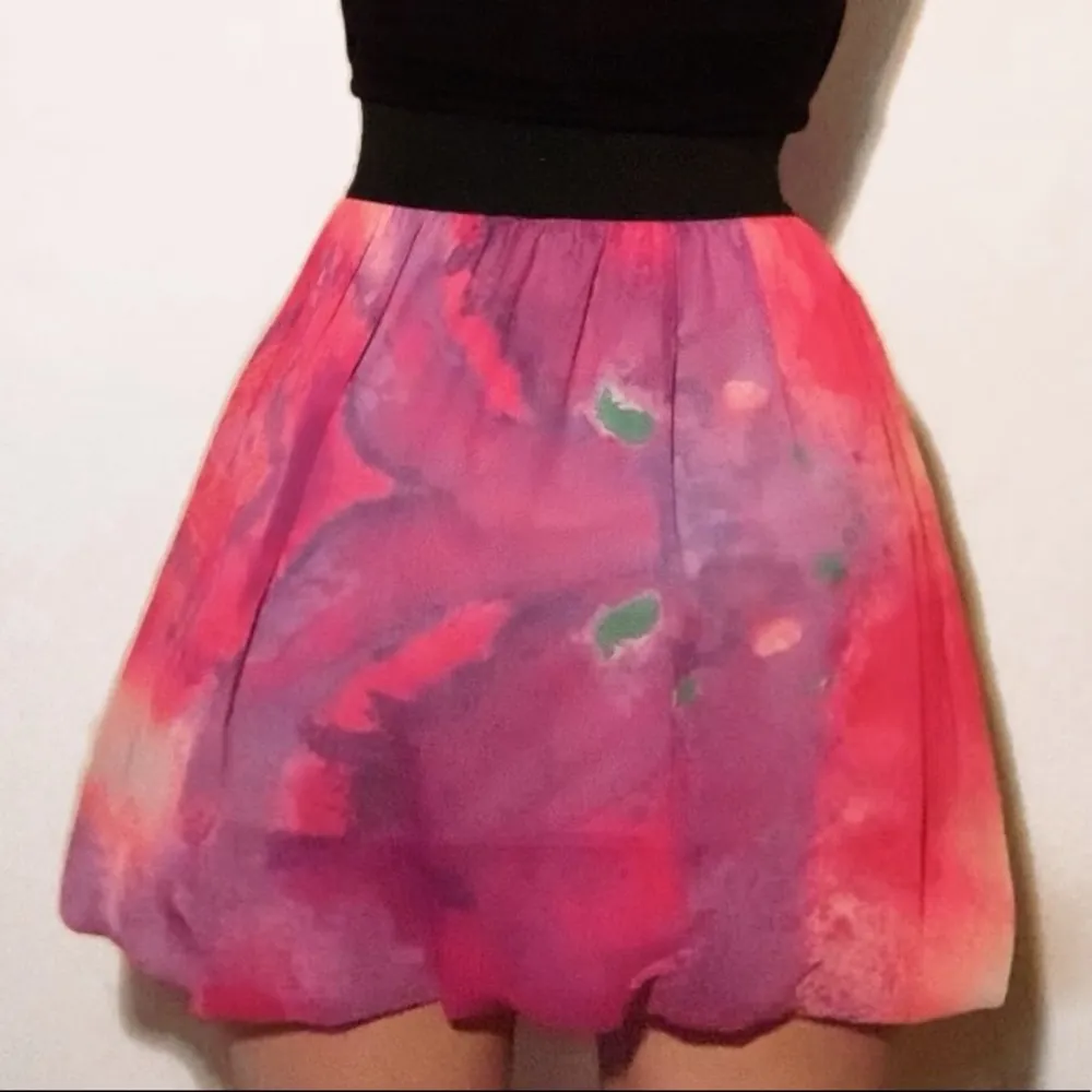 Black Mini Dress w/ Colorful Skirt - Like New - Image 3