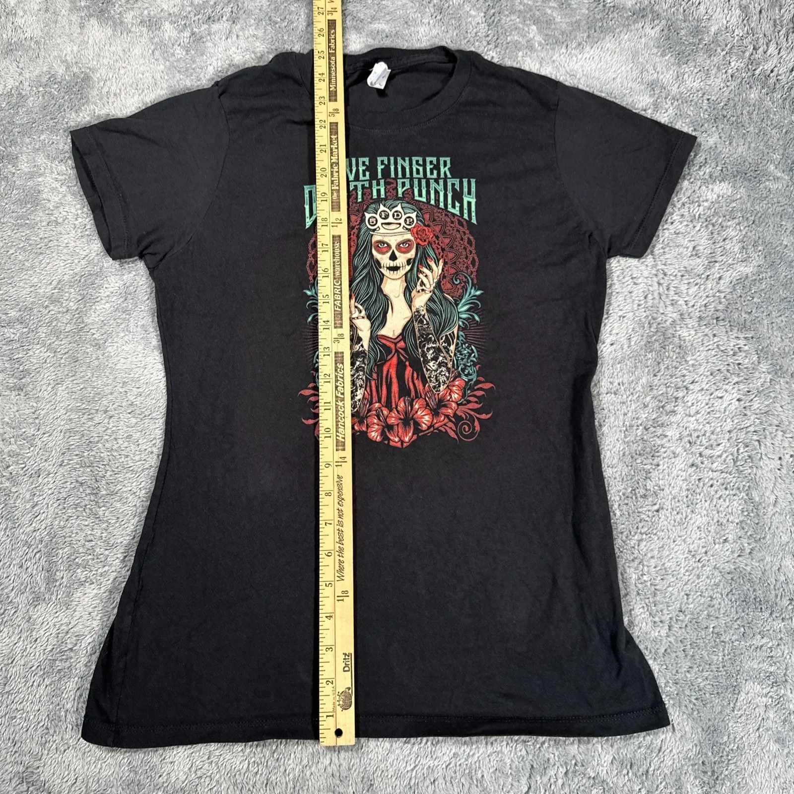 Five Finger Death Punch Shirt Women's SZ S Tattoo Rock Metal Band Concert Tee Black - Image 5