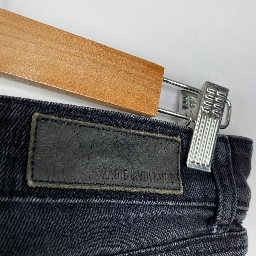 Zadig & Voltaire Black Bird Space Planet Embroidered Denim Shorts Womens Size 36 - Image 4