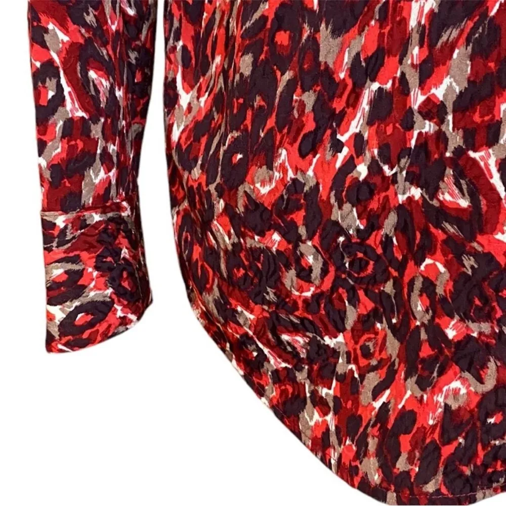 NWT Equipment Femme Red Leopard Viscose Button Down Blouse Top Shirt Size Small - Image 9