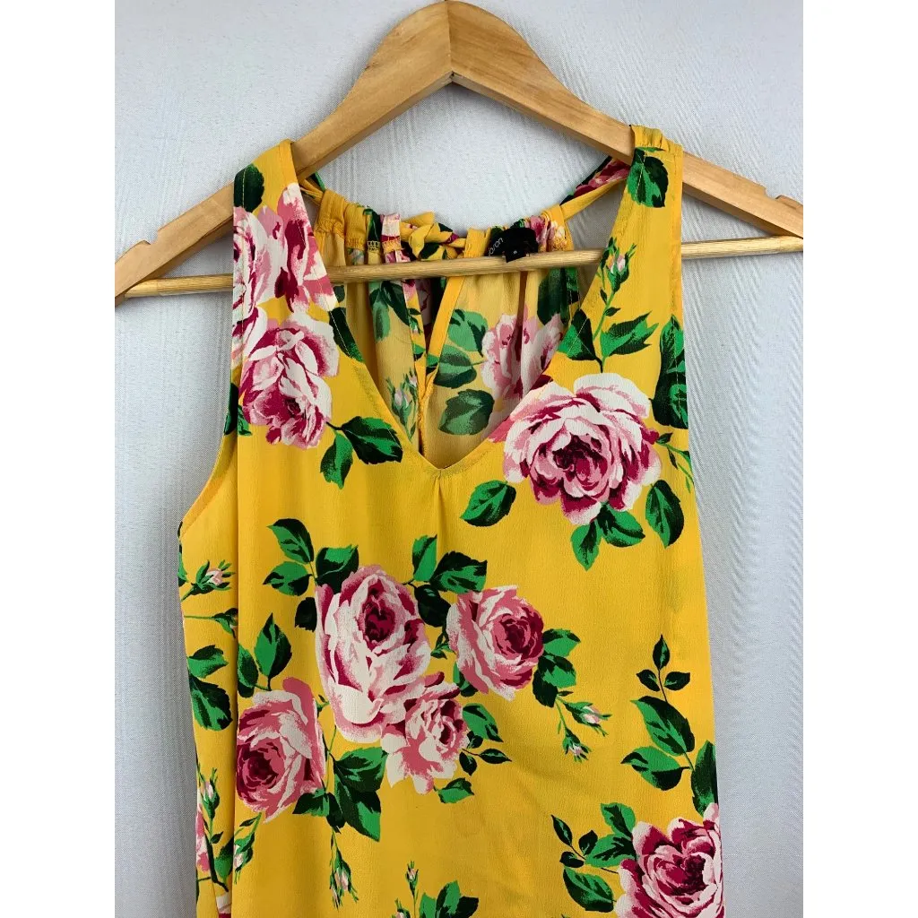 Women's Gibson Yellow Floral Halter Top Size S - Image 2