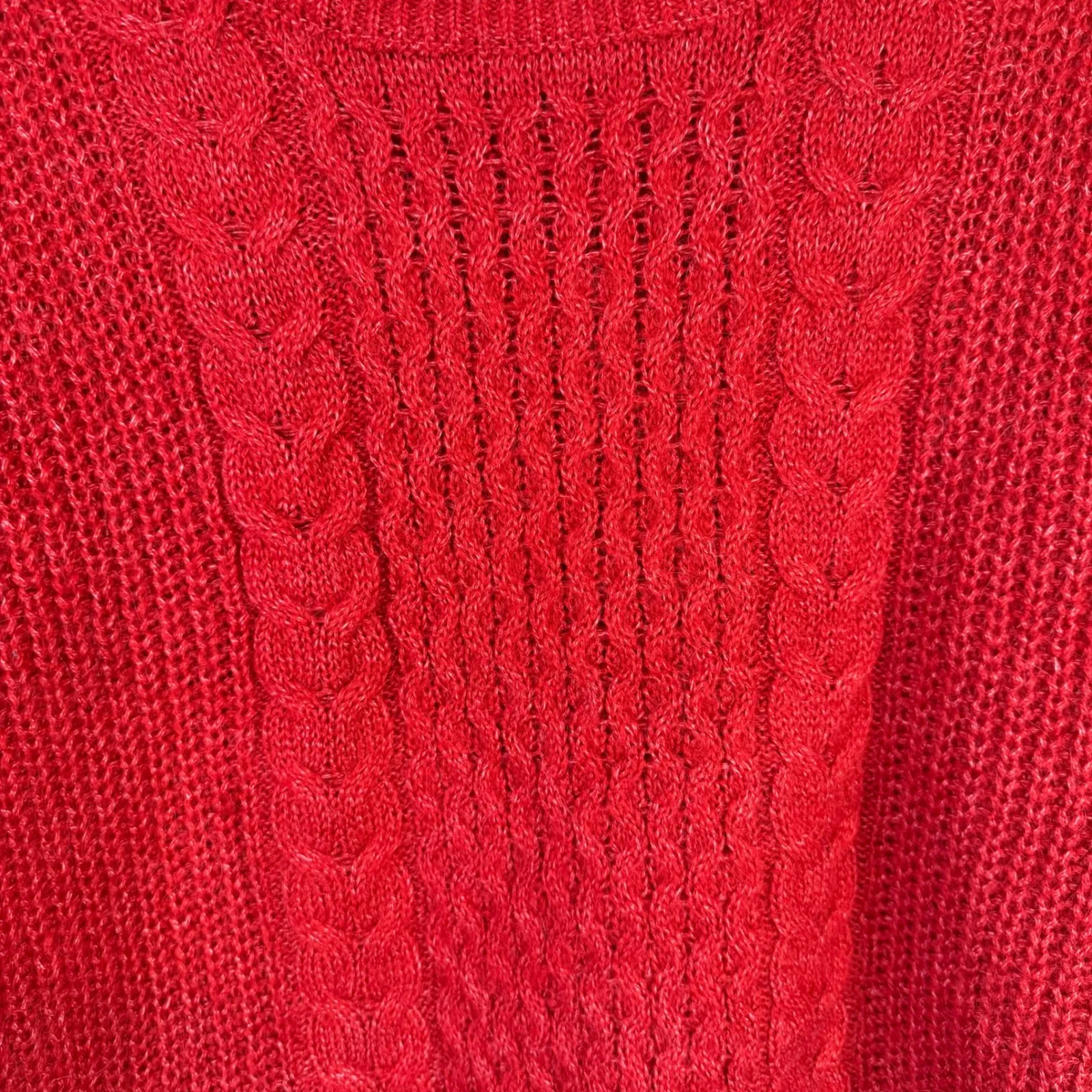 Abercrombie Fitch Red Cable Knit Sweater Women Medium Cozy Warm Winter Holiday - Image 4