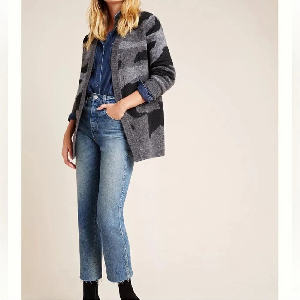 Anthropologie Camo Gray & Black Open Front
Oversized Cardigan (Size XS) - Image 5