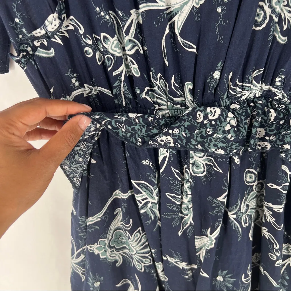 Gigio‎ Lightweight Floral Print Navy V - Image 4